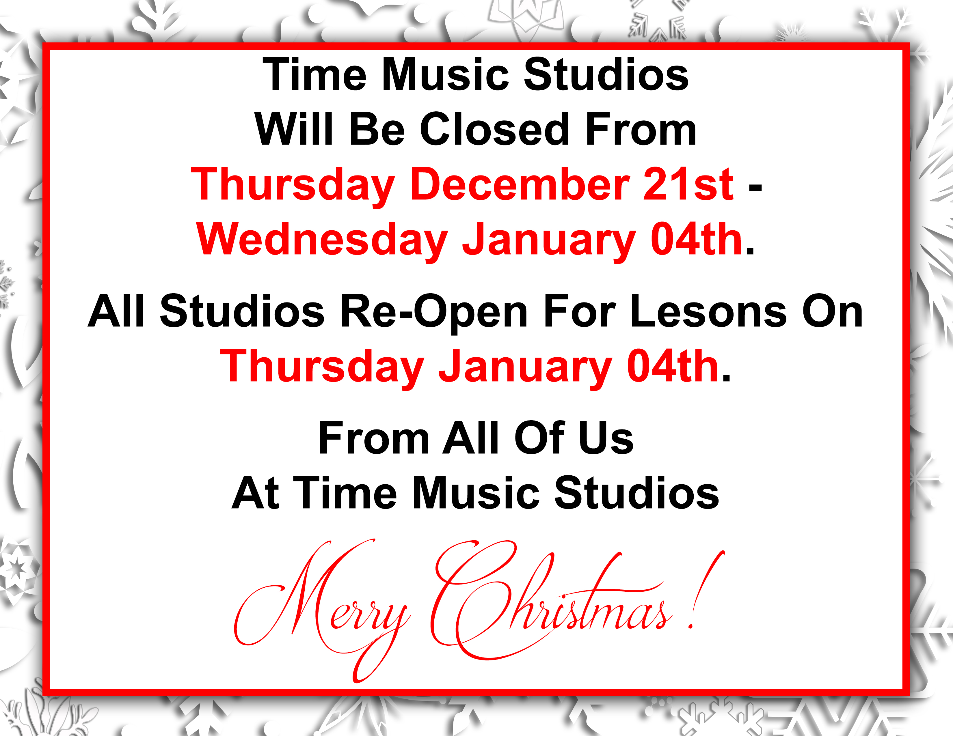 Christmas Closure